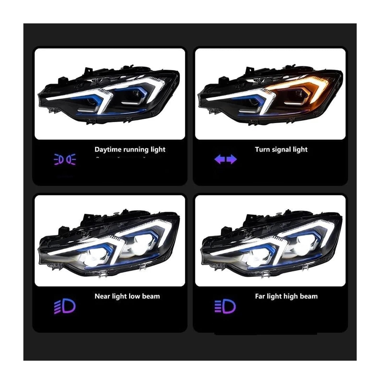 Reflektor przedni z soczewką DRL do BMW F30 F31 318i 320i 325i 328i 330i 335i (jazda po prawej stronie/ksenon)