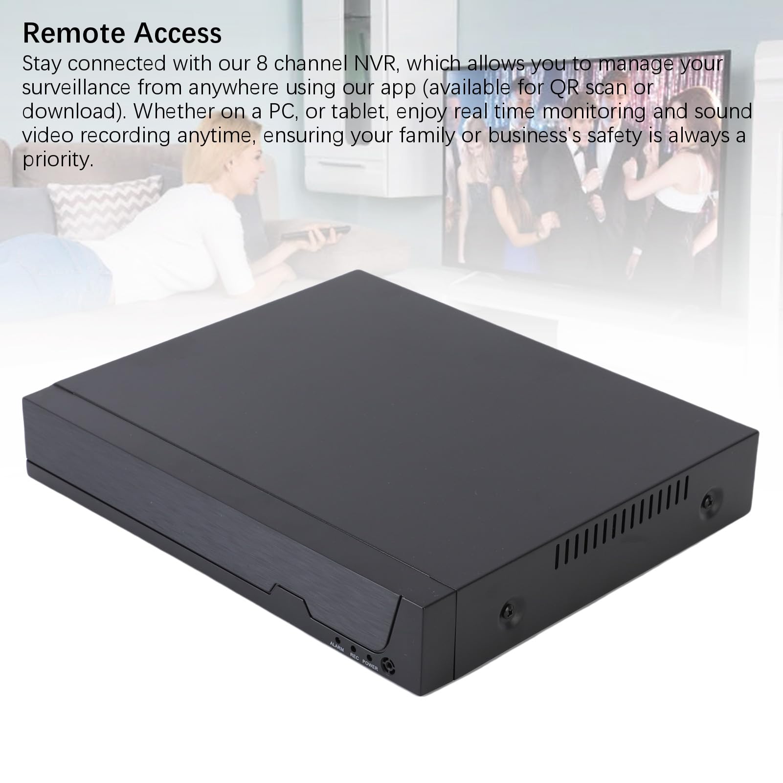 8ch Poe NVR H.265+ Registratore di Rete, Lavorando con una Fotocamera IP 8 X 4K/5MP/4MP/3MP 1080p, Supportando Fino a 14 TB HDD, Registrazione 24/7, Power Over Ethernet (Spina europea)