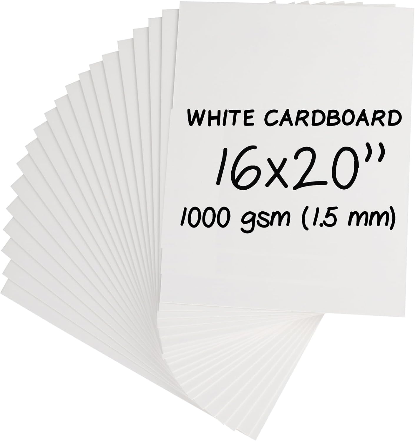 Heavy-Duty White Cardboard Sheets 16 x 20 in, 1.5mm Thick, Acid Free