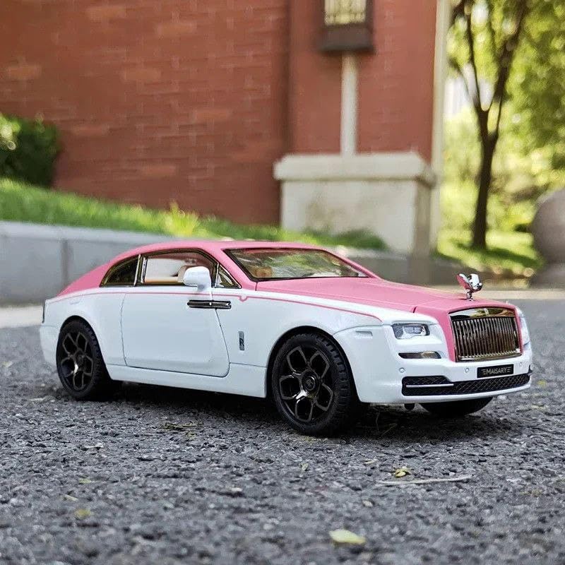 Image of 1:24 Rolls-Royce Spectre Diecast Metal Pull Back Car with 6 Openable Doors with Sound and Light Toy Decoration car Best Gift Toys for Kids (1:24 Rolls-Royce Wraith - Pink)