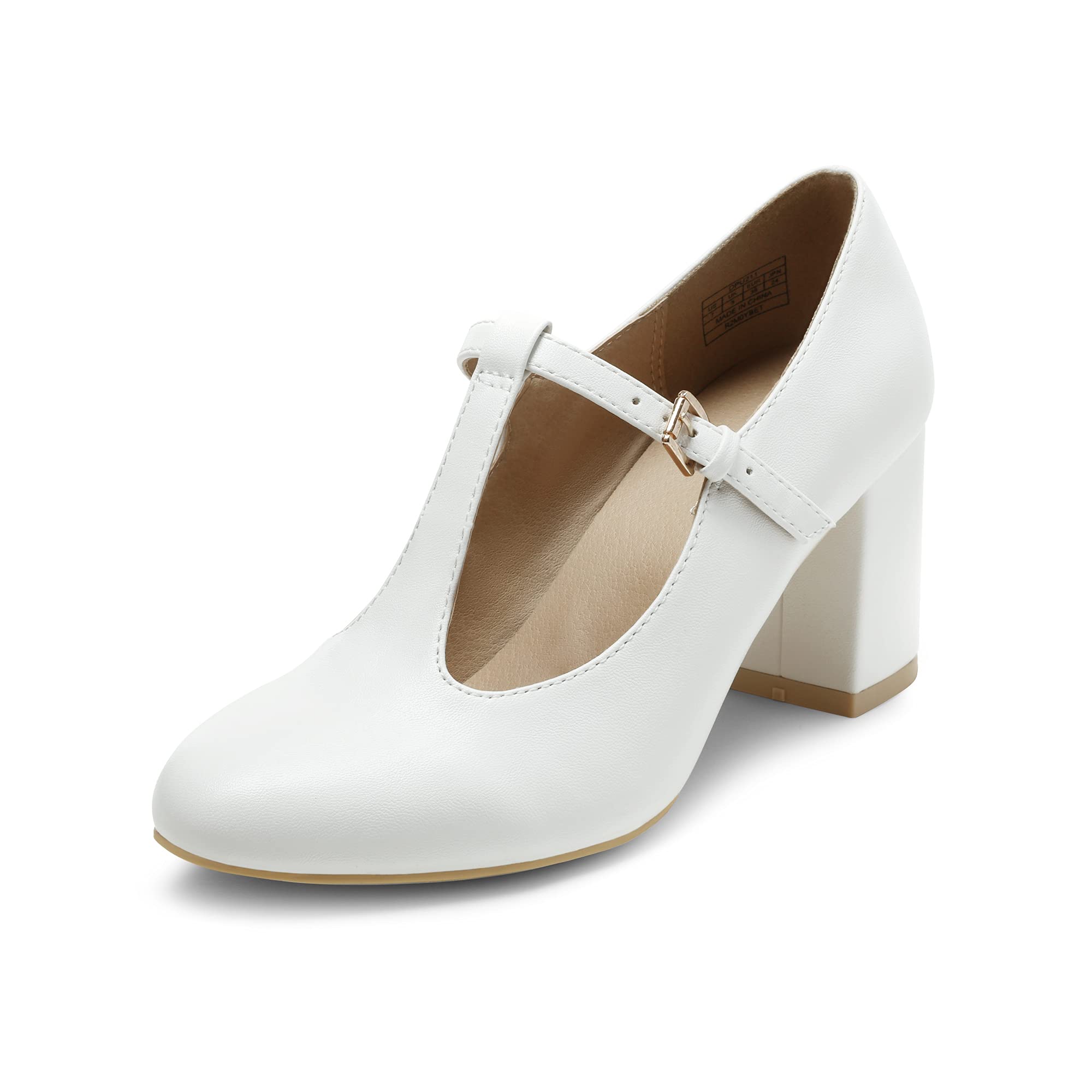 DREAM PAIRSLow Chunky Heels for Women T-Strap Mary Jane Pumps Wedding Dress Shoes