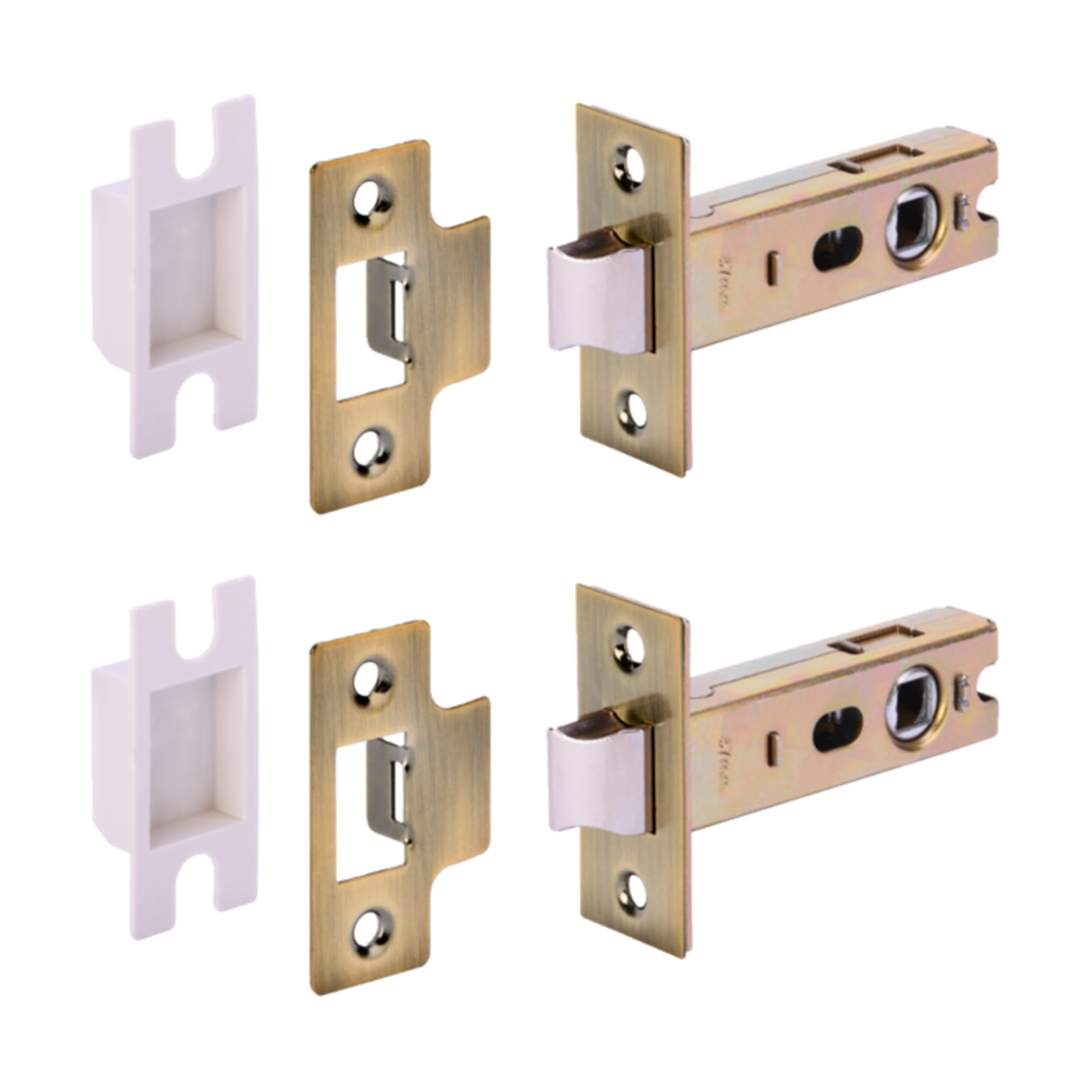 Hunta Antique Bronze Handlezone® 2 Pack 76Mm / 3 Inch Premium Tubular Mortice Latch, Catch For Internal Timber Doors - 57Mm Backset