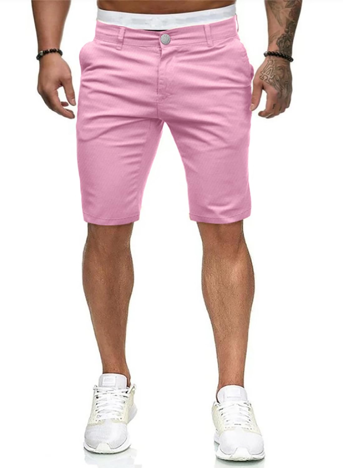 ALLABREVE Mens Flat Front Golf Short Work Dress Short with Pockets Casual Shorts Summer Beach Shorts Pants