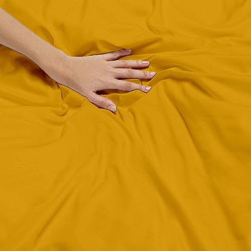 Miniatura 6 de Juego de sábanas doradas de 4 piezas para hotel de lujo, suaves, 100% algodón egipcio, 650 hilos, resistente a la decoloración, tamaño Queen de 60 x