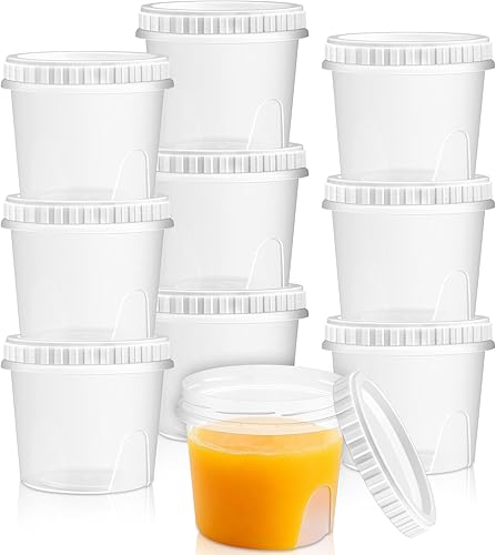 Miniatura 8 de Paquete de 10 recipientes de plástico pequeños reutilizables de 4 onzas con tapas de rosca, pequeños recipientes para congelador de almacenamiento