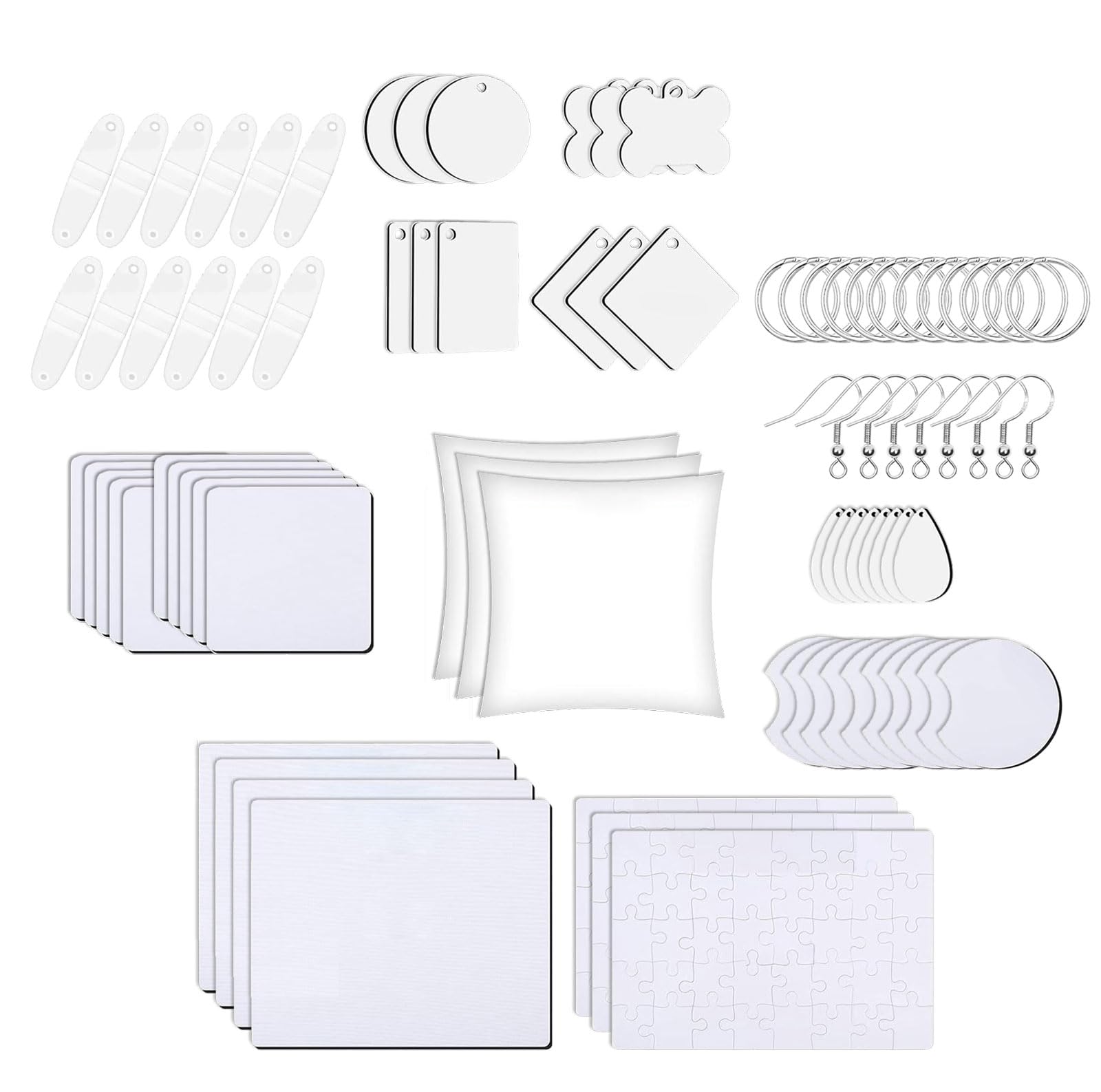 Buxuaaaa Multicolor 82Pcs Heat Press Pattern Acrylic Discs With Hole Sublimation Blanks Jewelry Accessories For Keychains Earrings Multipurpose Craft Kits