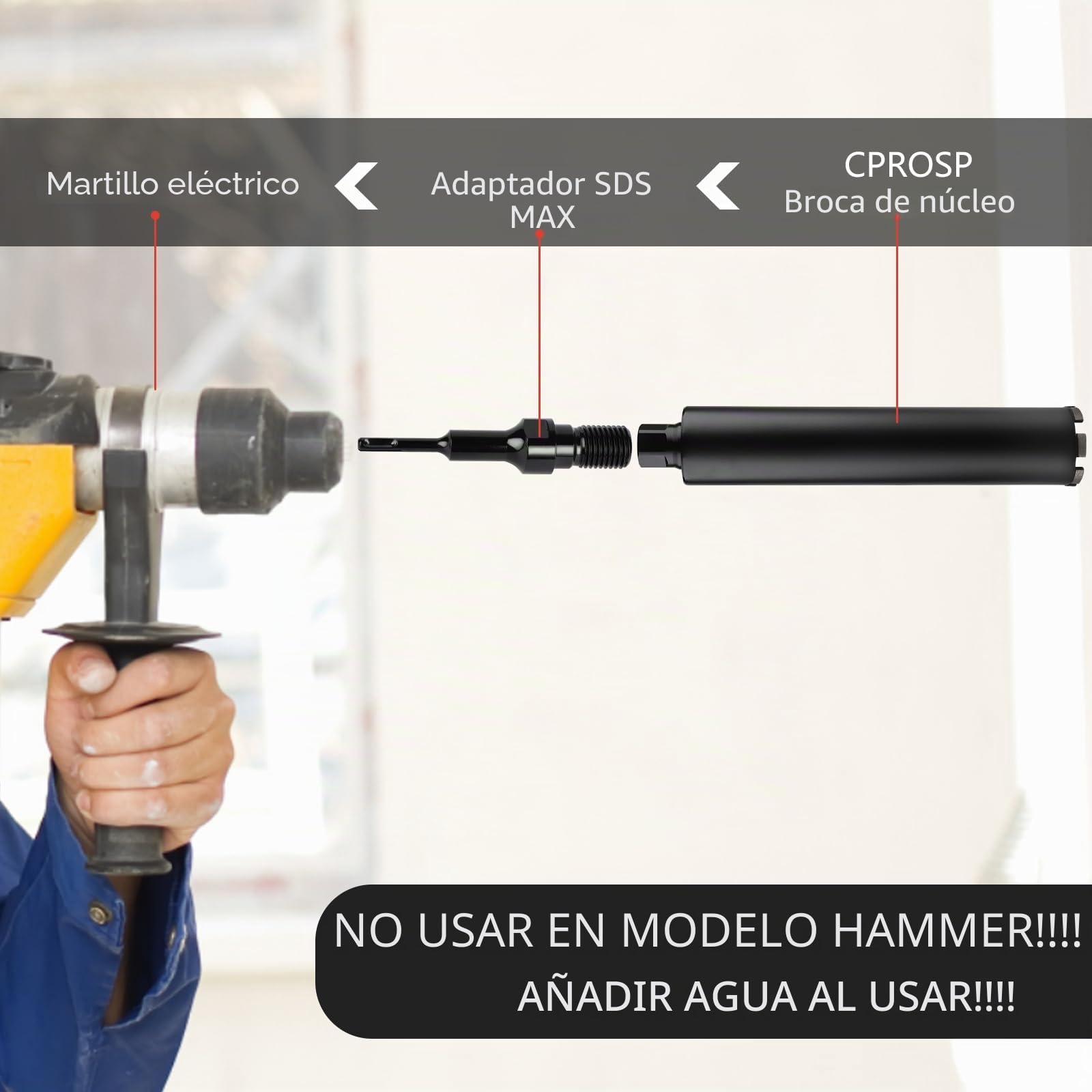 CPROSP - Corona de diamante para zanahoria (diámetro 68 mm, 1 ¼ de pulgada UNC con adaptador SDS PLUS, L 420 mm, para zanahorias en hormigón, hormigón armado, mampostería y piedra