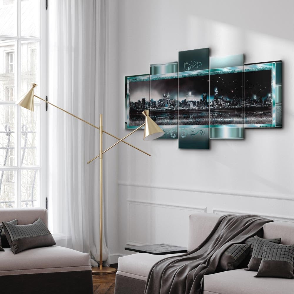 Cuadros B&D XXL - Quadro Città New York 200x100 cm 5 Pezzi - Stampa su Tela Strutturata XXL Grande - Quadri Moderni Componibili Camera da Letto Matrimoniale - Stampe da Parete Arte 020111-29