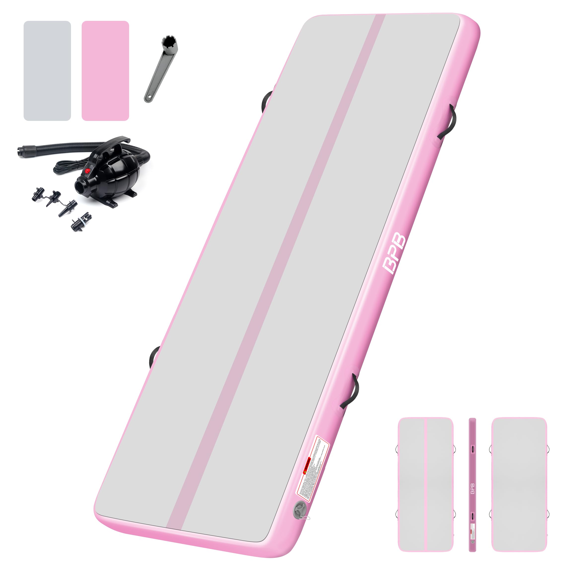 BPB Inflatable Gymnastics Mat with Electric Pump. 10ft Air Tumble Track for Home Use/Training/Gymnastics/Cheerleading/Yoga/Pilates/Martial Arts/Gym/Beach/Cheerleading/Water Fun