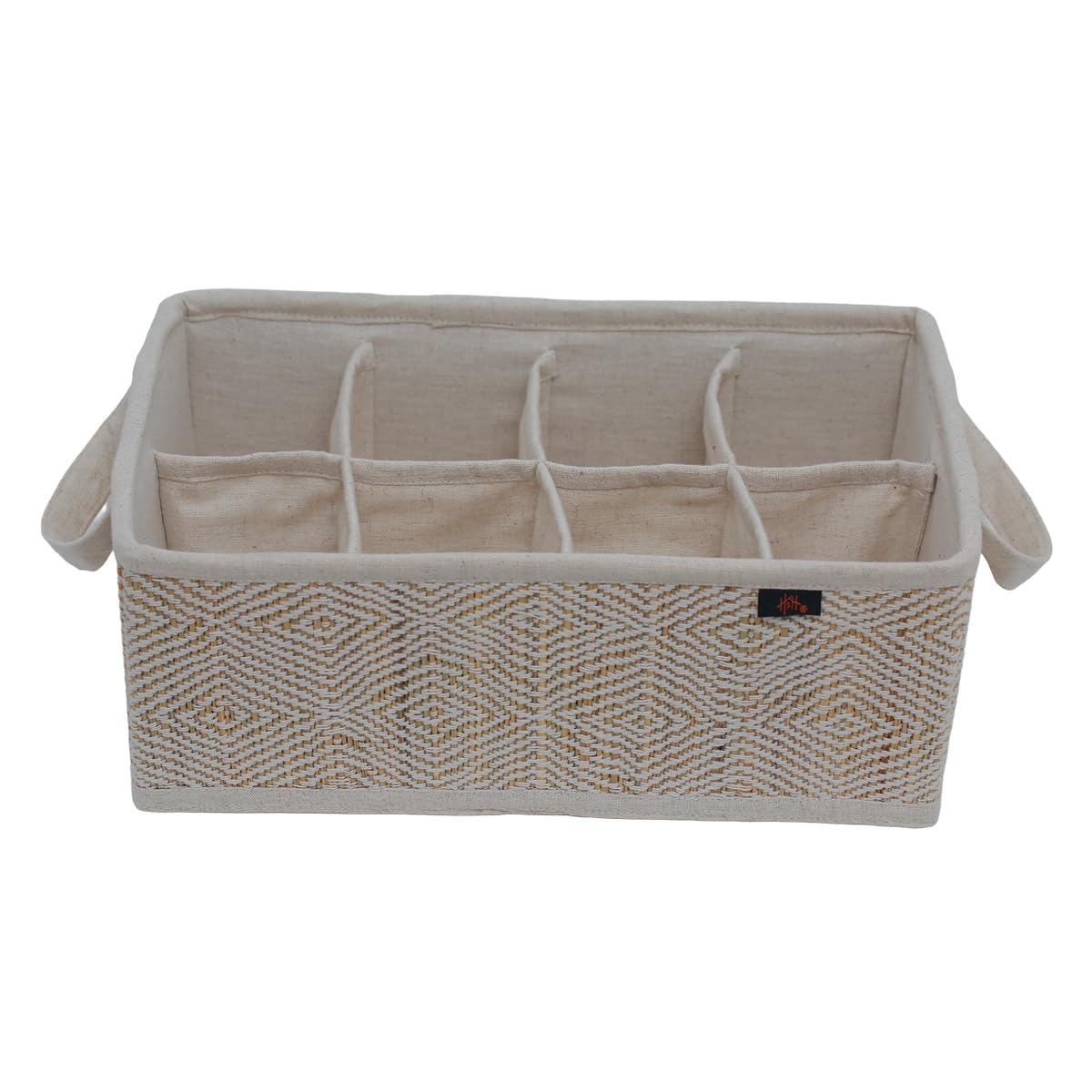 H2H 8-Compartment Organiser Basket, Sea Grass and Cotton, Natural Beige, 33 x 23 x 12.5 cm, 450 Grams-picture-35