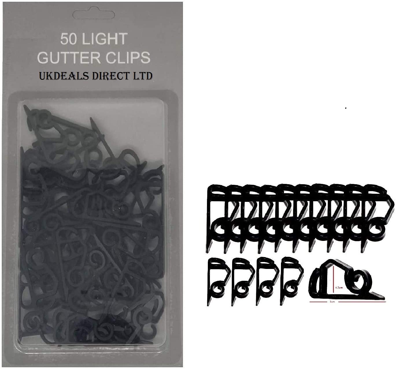 UKDD® 50 Gutter Hanging Hooks Clips for Hanging Outdoor Xmas Christmas String Rope Fairy Lights Decoration Gutter Clips(Black)