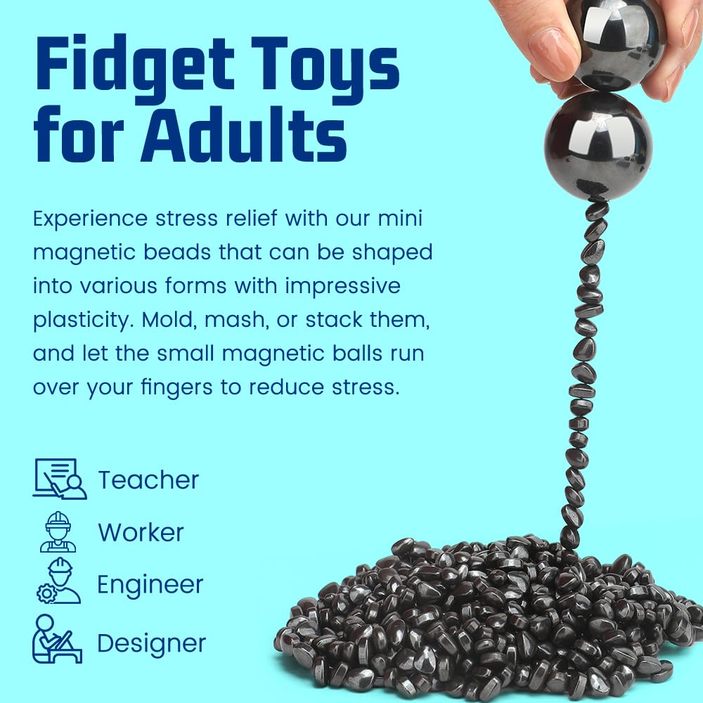 Fidget Magnetic Putty Toys for Adults, Ofiice Magnet Ferrite Putty Supplies, DIY Picking Magnet Balls Magnetic Ferrite Putty Stones, Stress Relief Desk Toys for Autism ADHD, Age:15+