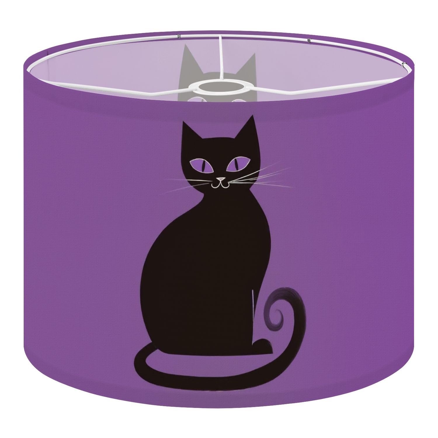 Drum Lamp Shade Large Lampshade Black Cat Purple for Floor Lamps Table Lamps Pendant Light Linen Lampshades Replacement Bedside Light Shades