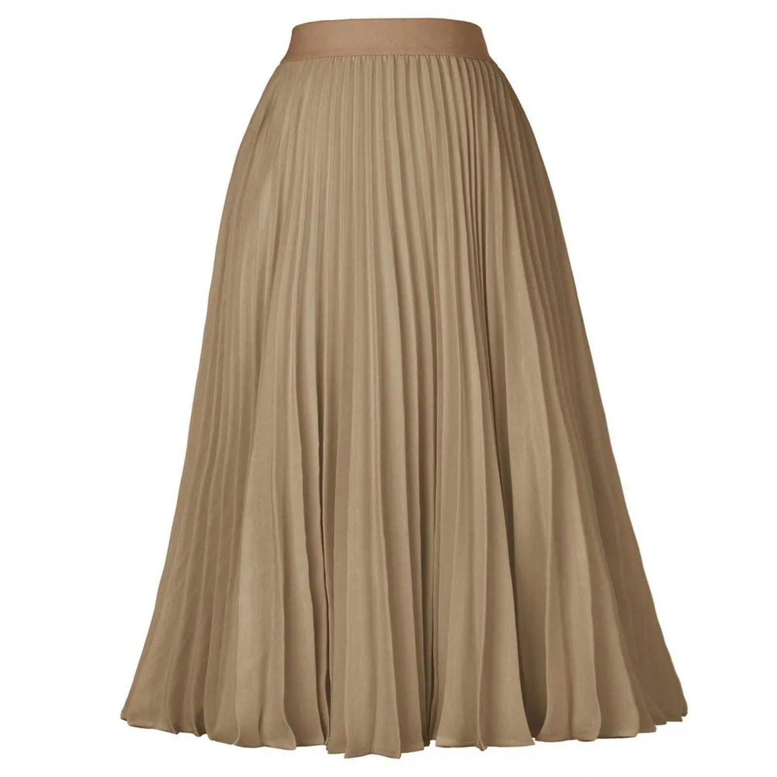 Falda Plisada de Corte A para Mujer, Cintura Alta elástica, Faldas de Gasa, Trajes de Trabajo Elegantes para Mujer, Negro, XL