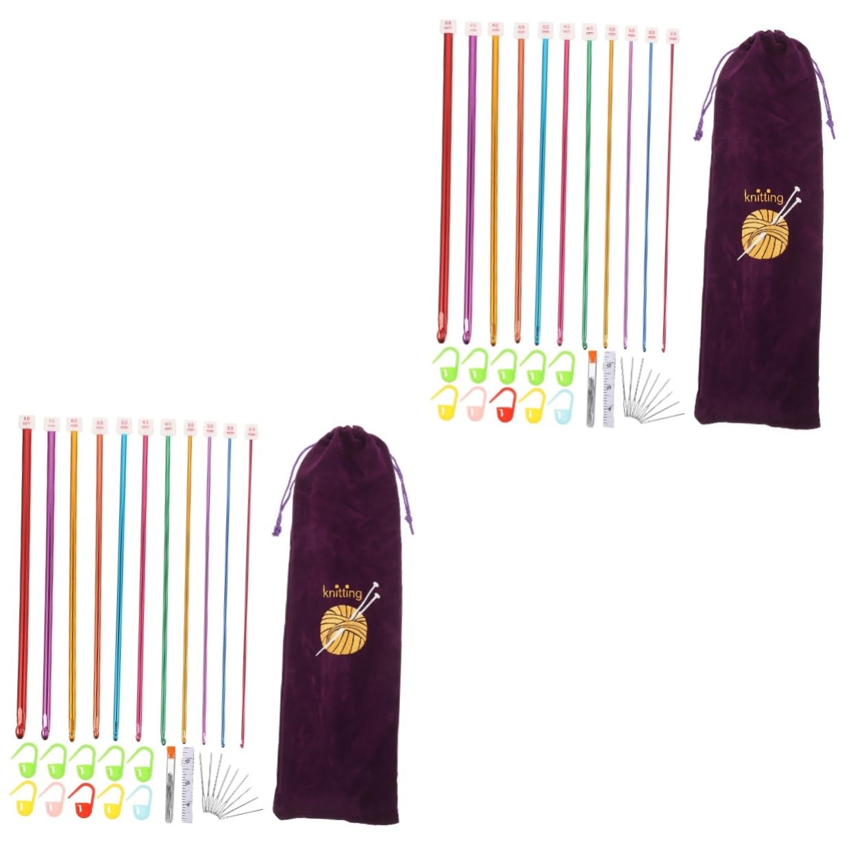 Angoily 2 Juegos Agujas de Ganchillo y Crochet de Aluminio Anodizado Herramientas Suaves y Duraderas para Tejer Mantas Bufandas y Gorros para Principiantes y al Hilo