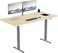 Vista 90 de VIVO DESK-KIT-E2B1B - Escritorio eléctrico de pie con motor doble, ajuste de altura de memoria, serie E2B, marco negro superior negro, DESK-KIT-E2B1B
