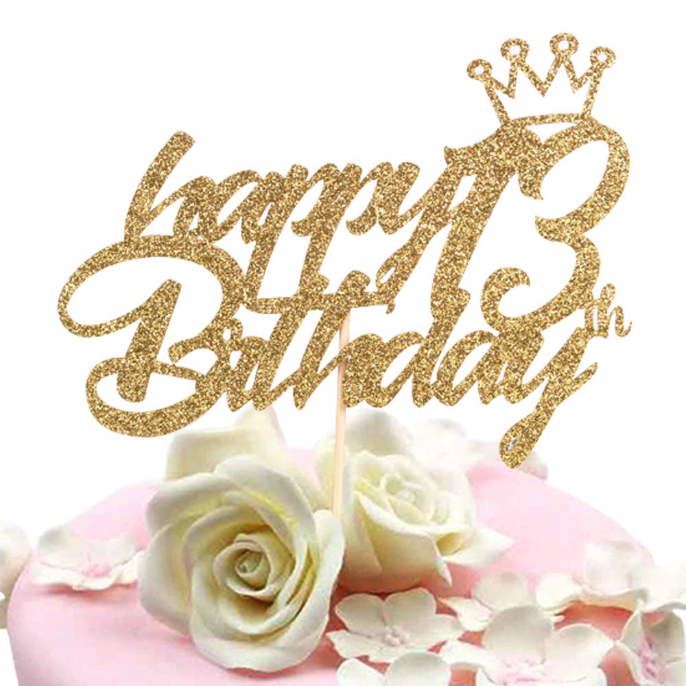 Buy Sunny ZX Font Golden Numbers 13th Queen Birthday Cake Topper Gold
