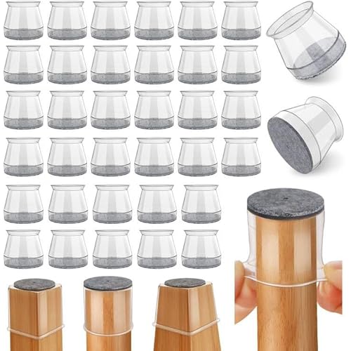Chair Leg Floor Protectors, 36 Pcs Silicone Felt Furniture Leg Pads Caps Covers for Hardwood Floors (Fit 1.3"-2")