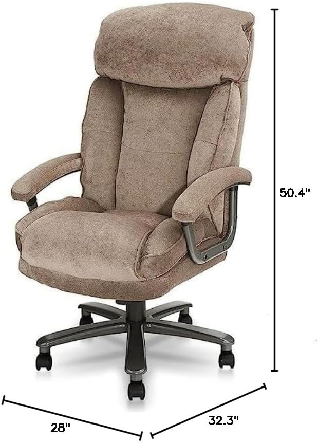 CLATINA Ergonomic High-Back Fabric Executive Chair with Thick Padding Headrest Armrest and Lumbar Support 400lbs Task Office Chairs for Heavy People-BR
