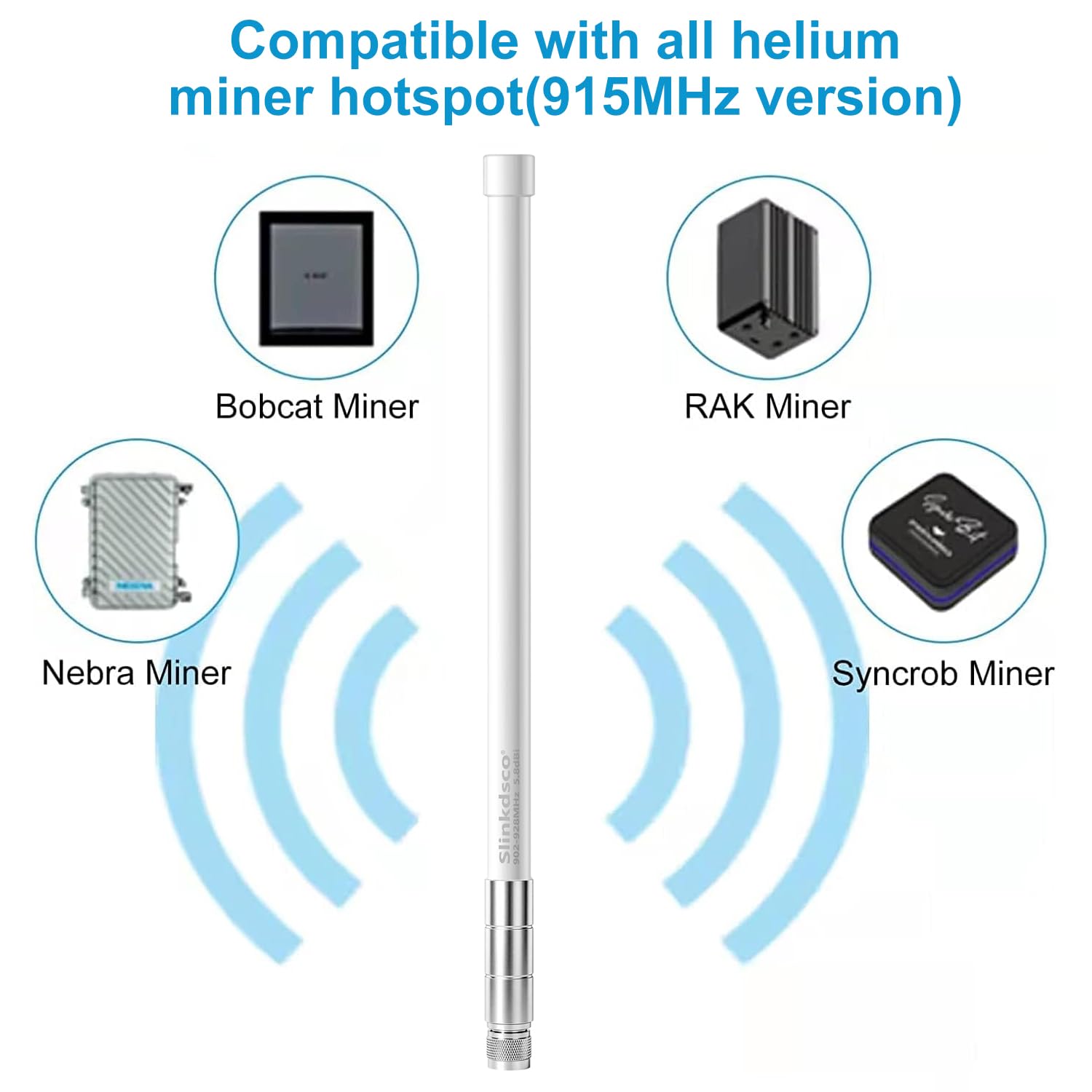 wasserdichte 5,8 dBi Lora 915 MHz Fiberglas-Antenne mit 7,8 m geringem Verlust KMR195 Kabel für Crypto Helium Hotspot RAK MNTD Nebra Bobcat 300 SenseCAP M1 EasyLinkIn SyncroB.it Hotspot HNT Miner