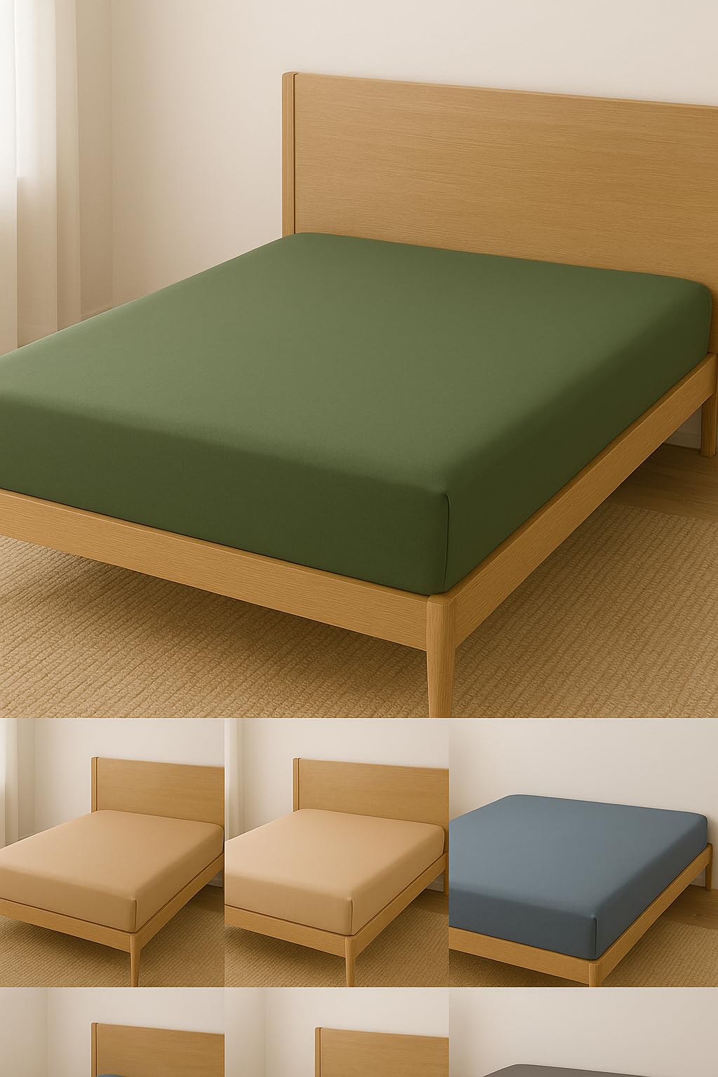 Lot de 6 Draps Housses 100% Coton, 57-Fils - (140x190/200cm)