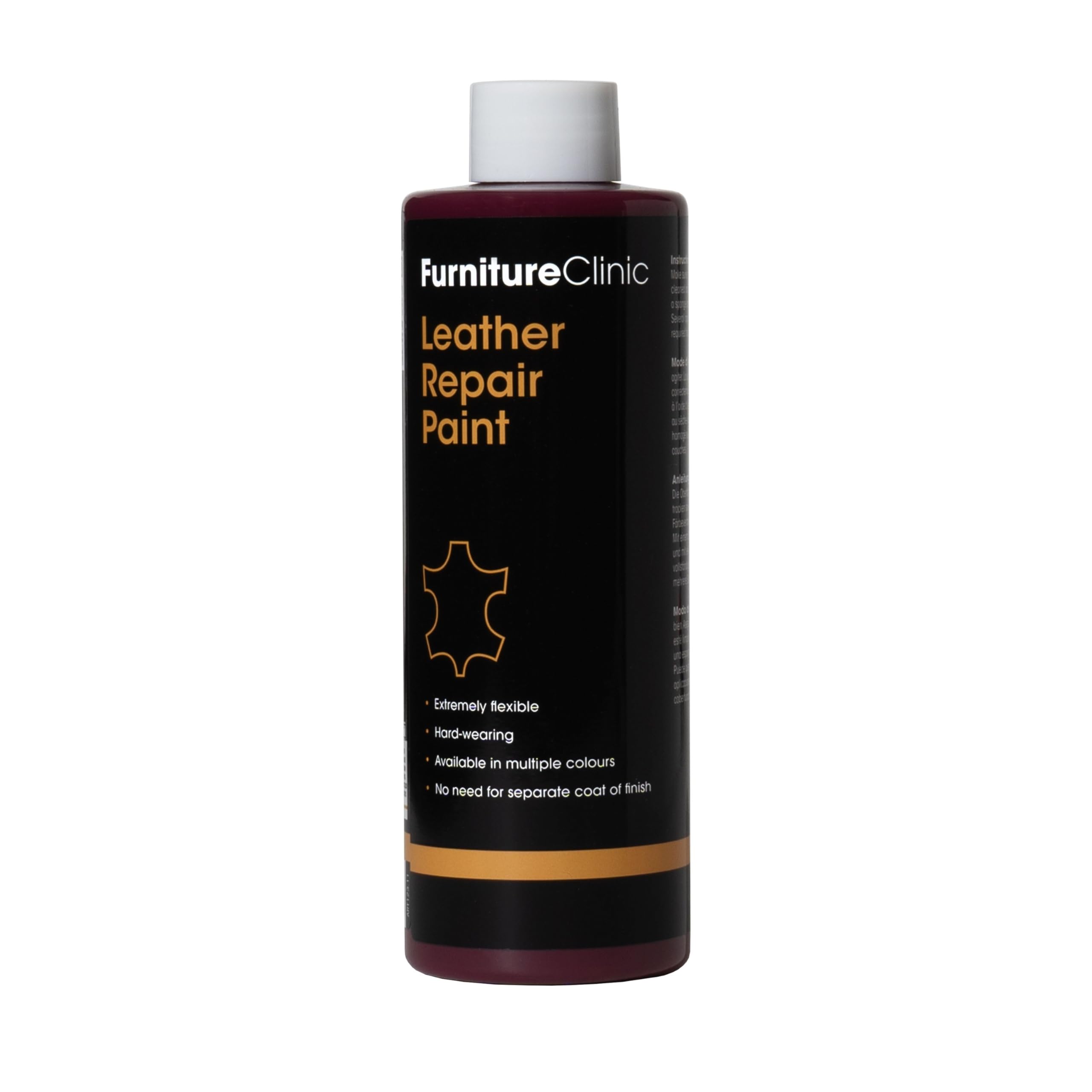Furniture Clinic Leather Repair Paint & Dye | Self Seal Colourant for Quick and Easy Leather Repair | Suitable for Sofas, Car Seat, Shoes, Handbag, and More - Bordeaux, 250ml