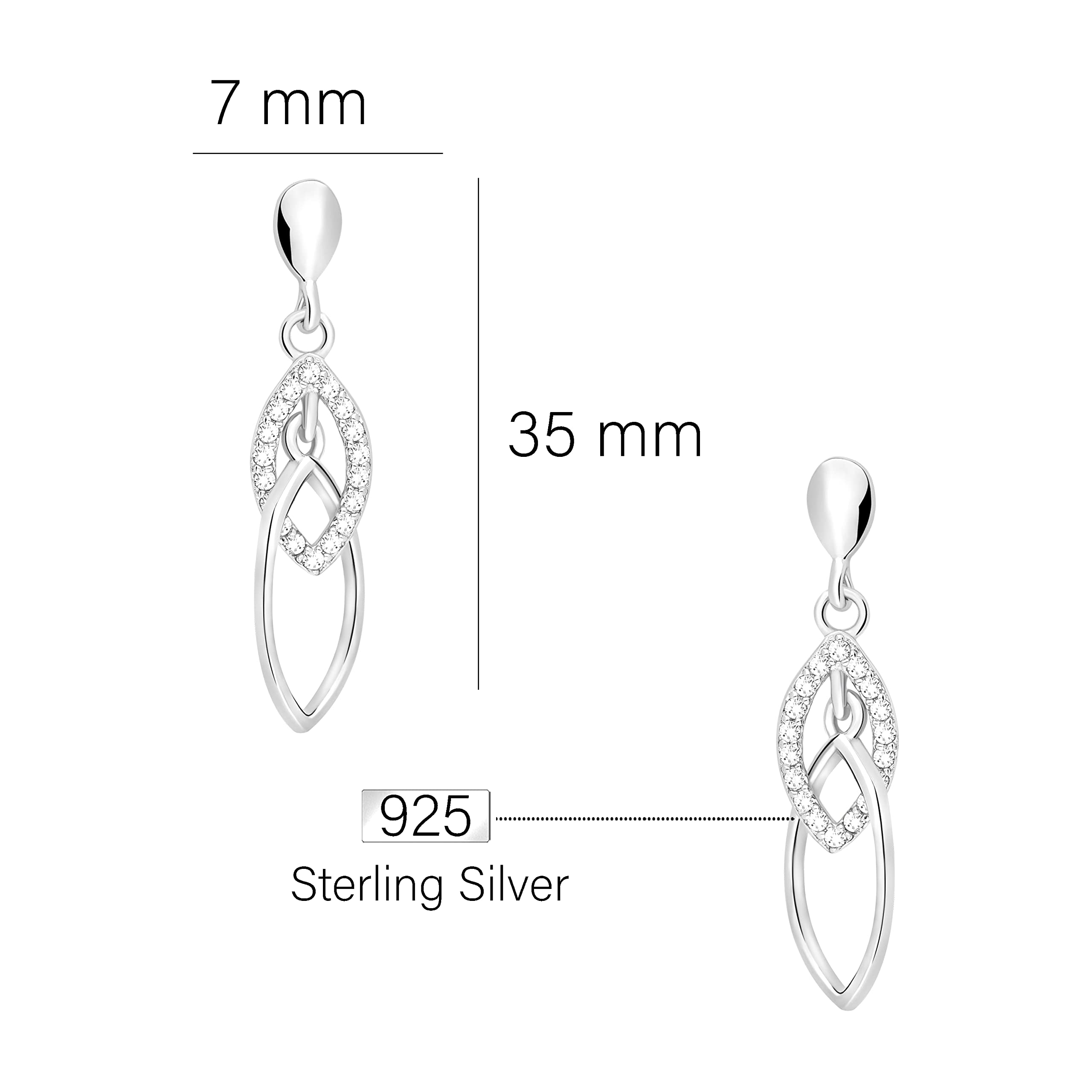 SOFIA MILANI - Pendientes para Mujeres en Plata de Ley 925 - con Circonitas - Pendientes Colgante de Oval - 20543