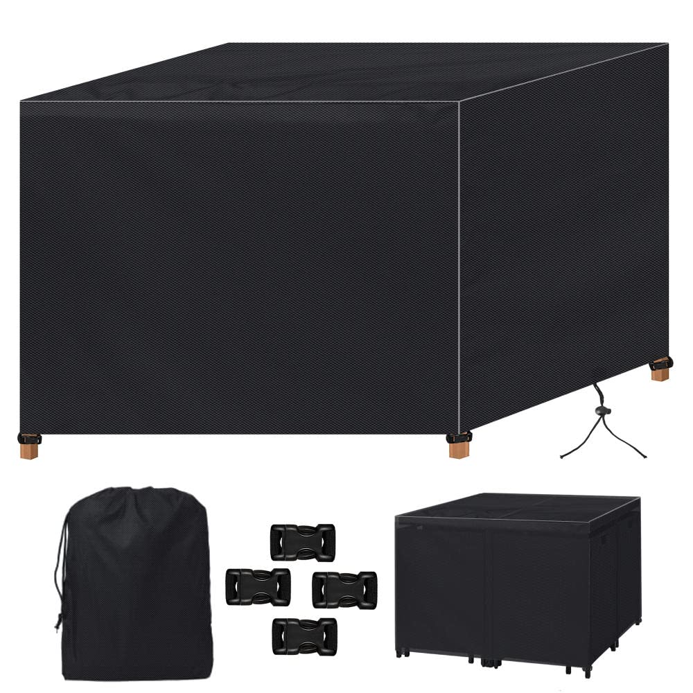 Robusta copertura rettangolare Oxford, 205 x 104 x 71 cm, colore nero, resistente all'inverno, per mobili da giardino