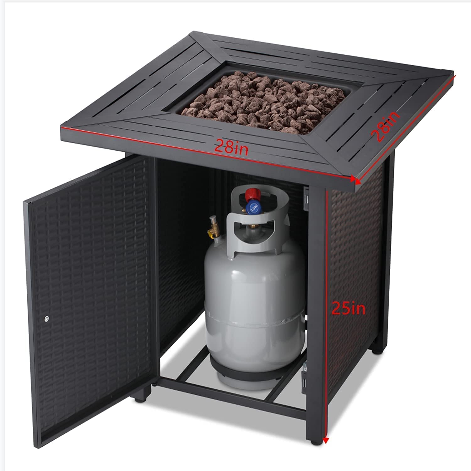 Propane Fire Pit Table,28 Inch 50,000 BTU Gas Fire Pit Table 2 in 1 Fireplace Table Outdoor Fire