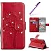 Produktbild EMAXELERS Huawei P9 Lite Hülle Glitzer Bling Wishing Tree Schmetterling PU Leder Flip Magnetisch Book Wallet Brieftasche Hülle für Huawei P9 Lite,Diamond Red Wishing Tree