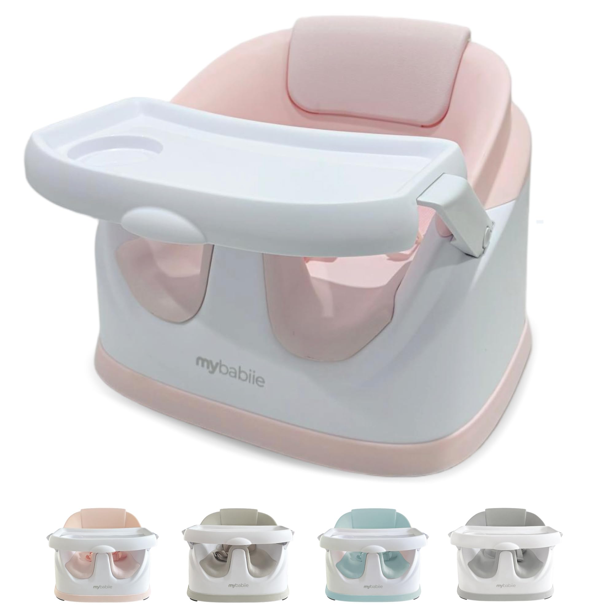 My Babiie MBHCB 2-in-1 Baby Booster Chair – Feeding and Floor Seat for Toddlers, Easy Clean, Removable Tray with Cup Holder, from 6 Months to 3 Years (15kg) – Pink