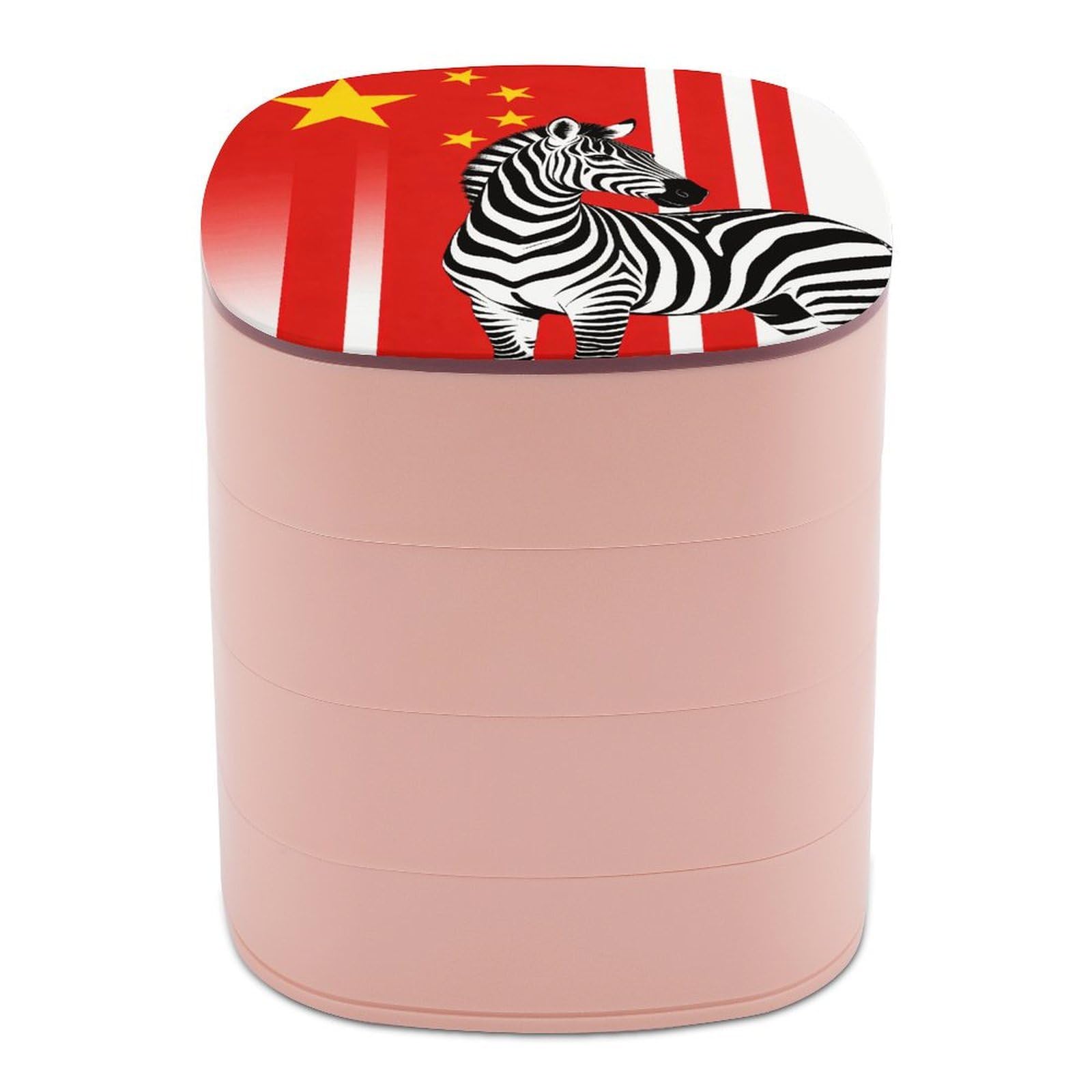 Black And White Zebra And National Flag Jewelry Box Women Jewelry Organizer Travel Jewelry Case Cute Necklace Ring Storage Organizer 4-Layer Rotating Jewelry Tray Case with Mirror for Bracelets