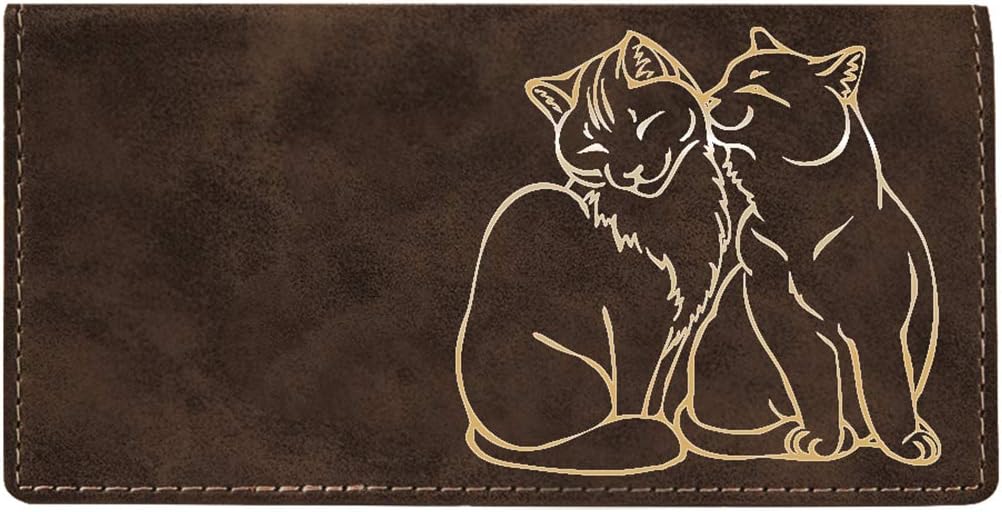 CAROUSELCHECKS Purrfect Love Laser Engraved Leatherette Checkbook Cover Rustic/Gold
