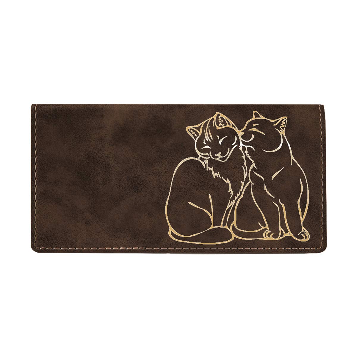 CAROUSELCHECKS Purrfect Love Laser Engraved Leatherette Checkbook Cover Rustic/Gold