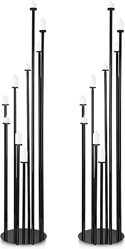Nosiny Portavelas de pilar de 9 brazos de 46.06 pulgadas de metal con 9 brazos, centros de mesa de candelabros de metal para el piso del hogar,