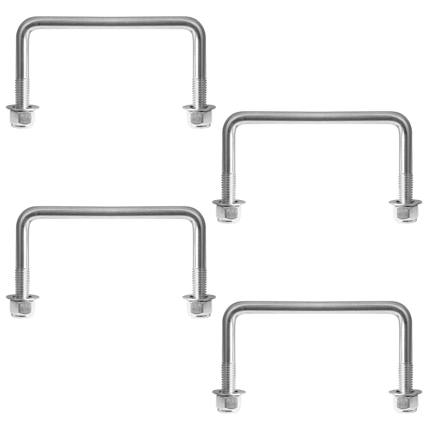 4 PCS 5" Wide Square U-Bolt, 1/2" x 5-1/8" x 3" Square Stainless Steel Boat Trailer U Bolts Clamp