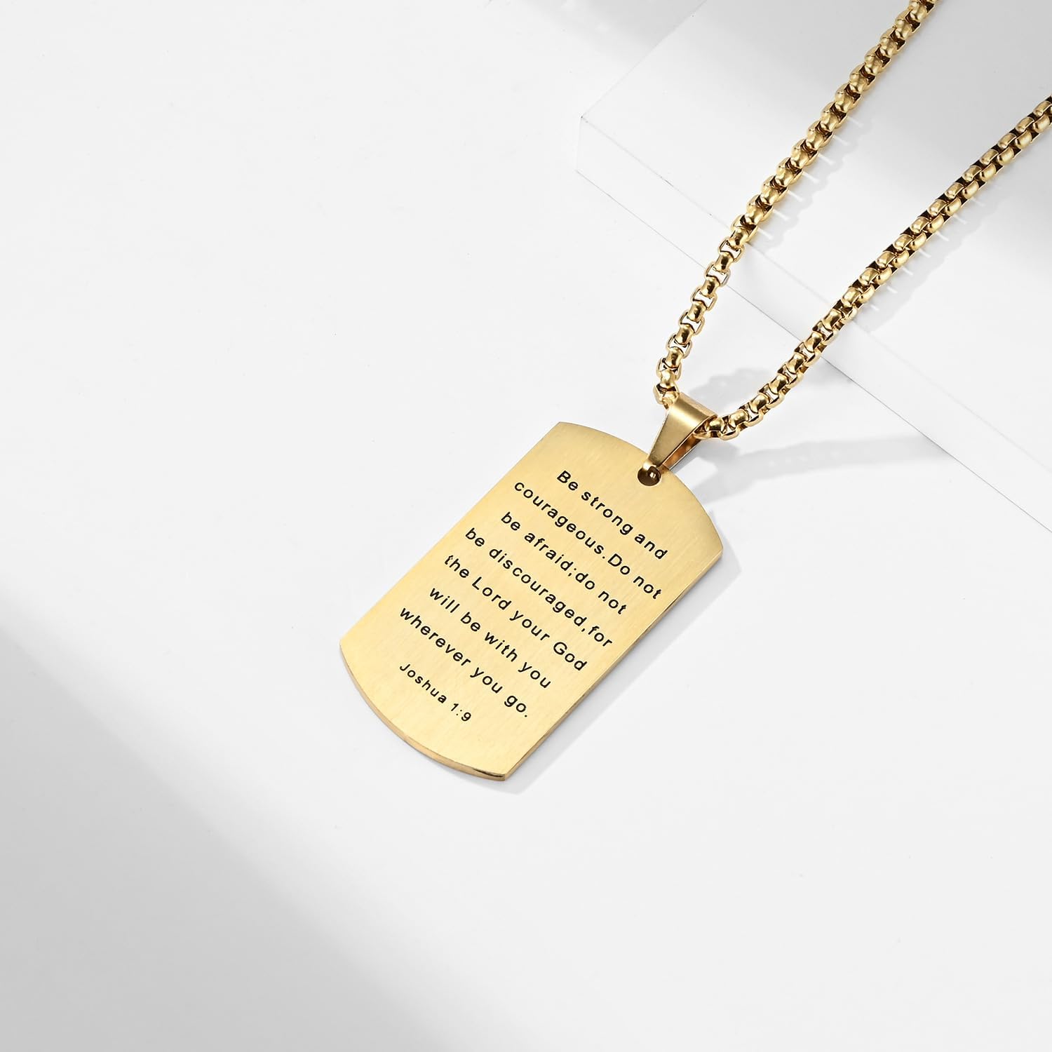 Cross Dog Tag Necklace for Men,Stainless Steel Black Silver Military Tag Bible Verse Inspirational Pendant Necklace Jewelry,60cm Rolo Chain - Image 5