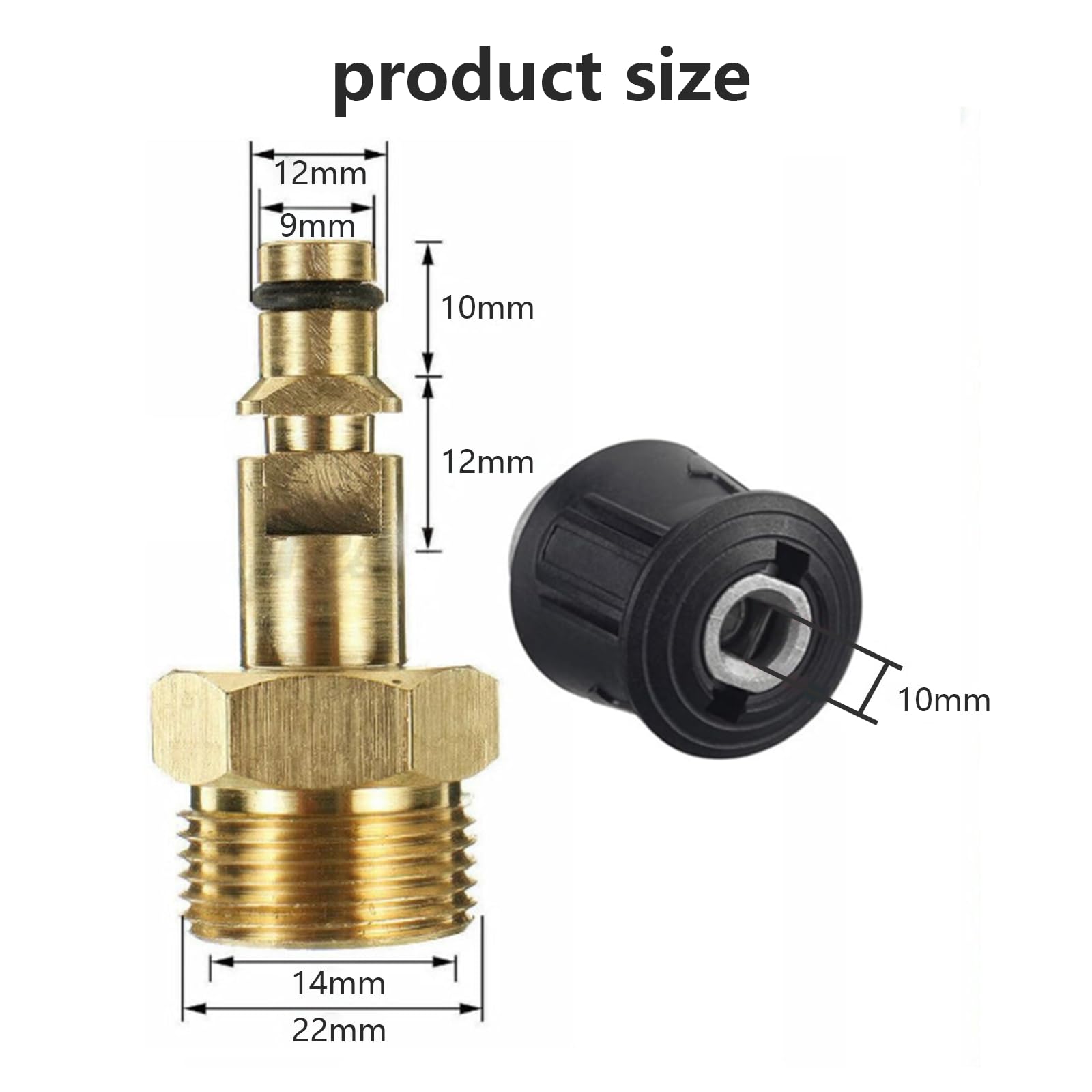2-Pack High Pressure Quick-Connect Adapters For Karcher – M22 14mm Female To Quick Release Hose Connector-956021