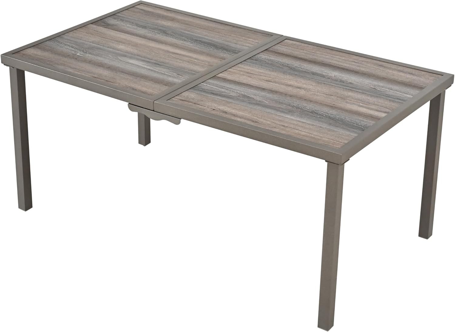 LOKATSE HOME Outdoor Patio Dining Table Rectangular with Wood-Like Tabletop and Powder Coated Steel Frame for Backyard Deck Lawn Garden