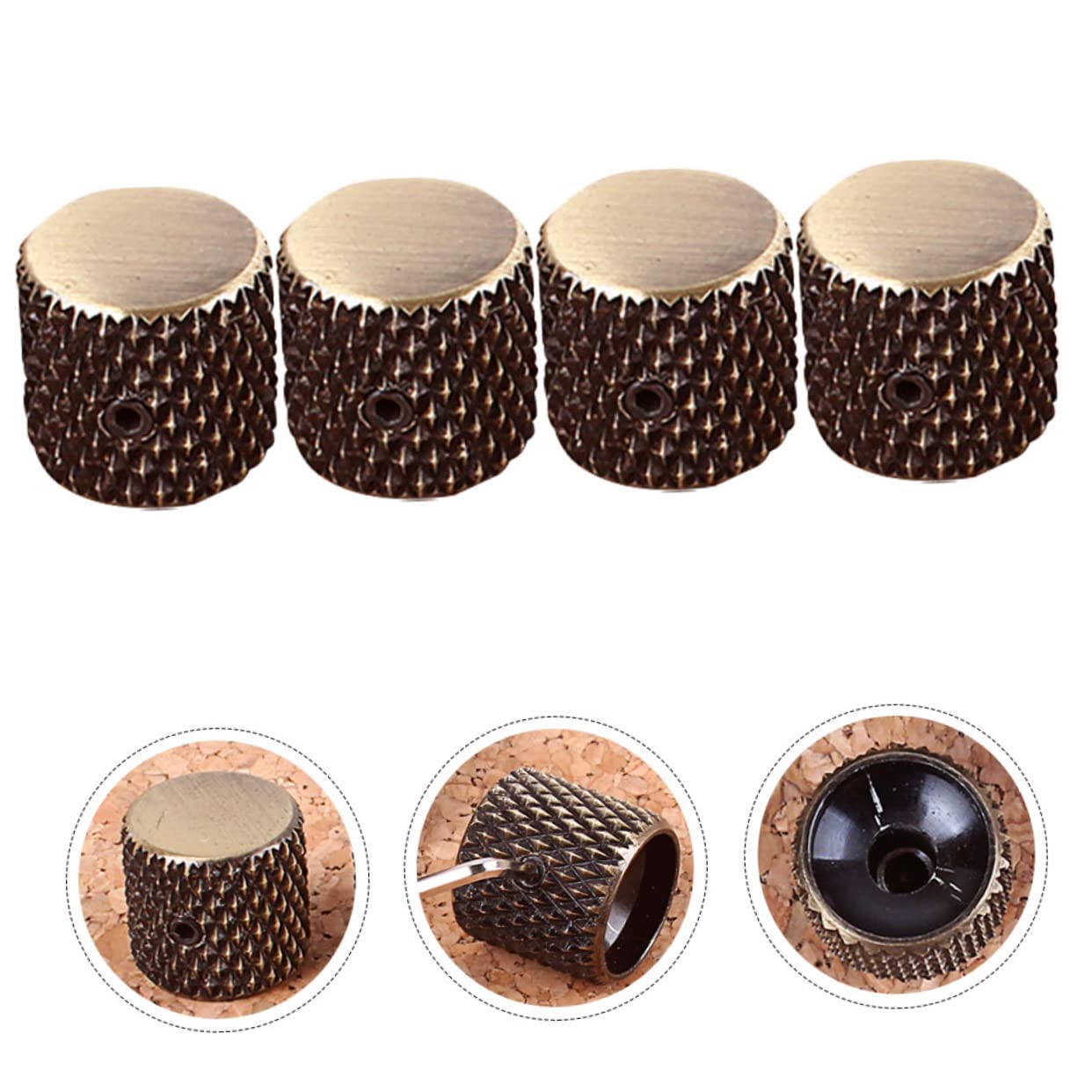 Totority 3sets Electric Guitar Bass Knobs Set Metal Guitar Potentiometer Knobs with Wrench 4pcs*3