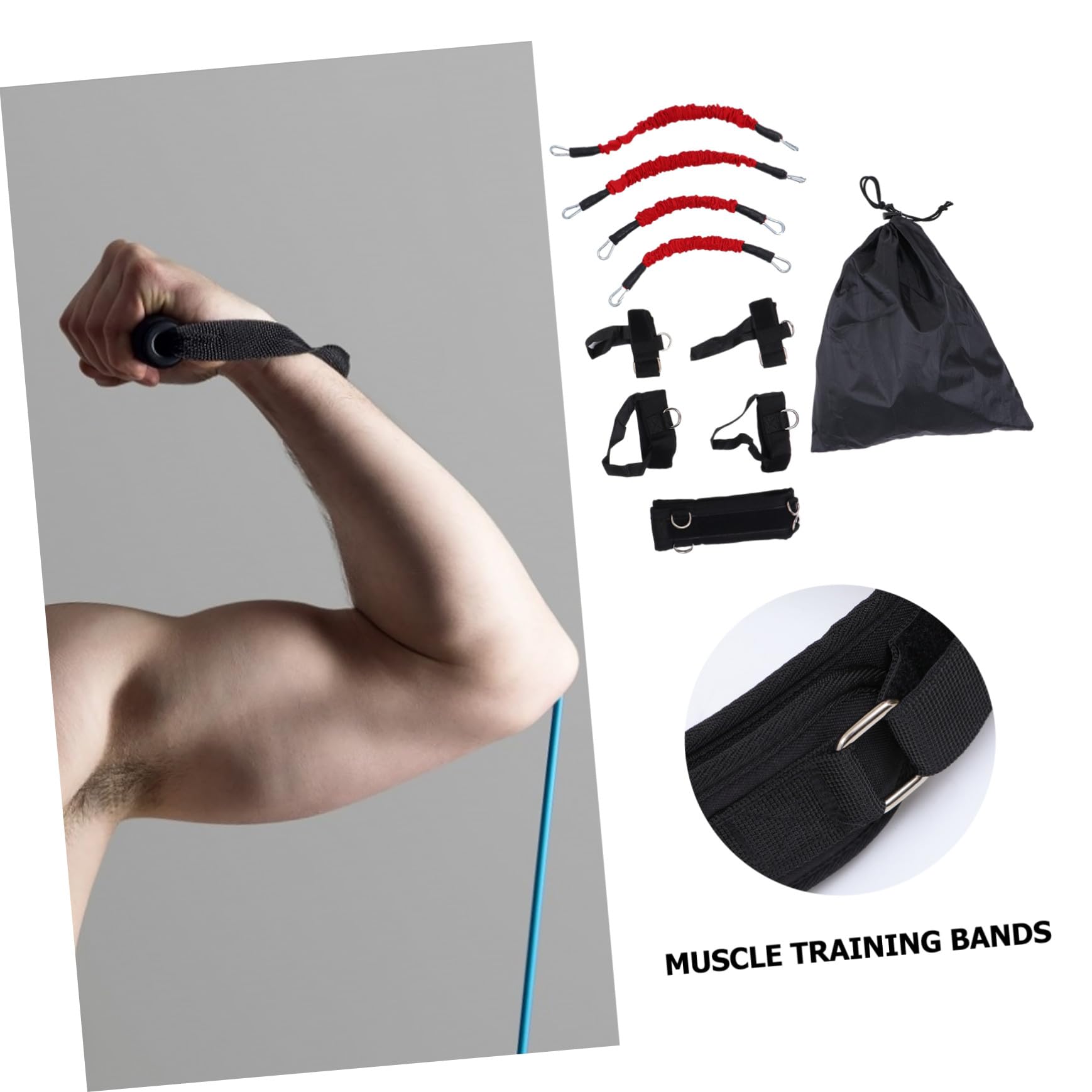 Garneck 1 Set Cuerda Elástica para Ejercicios Bandas de Resistencia Ajustables para Fuerza Muscular Entrenamiento de Piernas y Boxeo