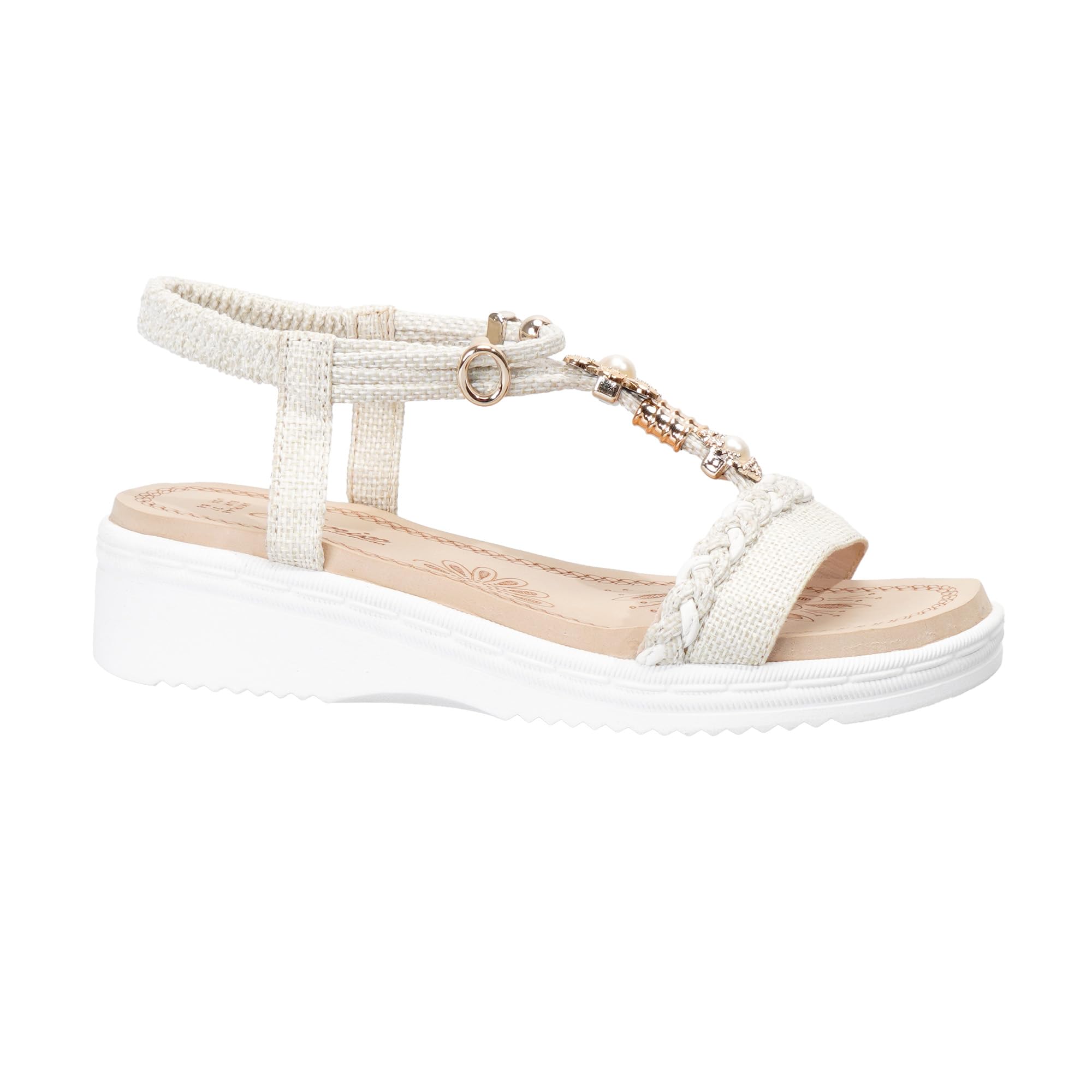 JOMIX Sandali Donna Estive Bohemien Comodi da Scarpa Casual Eleganti Open Toe Antiscivolo Ciabatte Mules Zeppa Plateau con Strass Traspiranti 36-41 EU