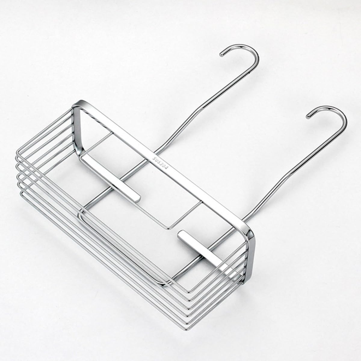 BESPORTBLE Mensola Portaoggetti per Doccia in Acciaio 1 Pezzo Scaffale Sospeso Resistente e Spazioso per Bagno e Cucina Organizer da Parete Anti-Ruggine Appendiabiti Integrato per Spazio