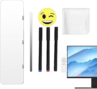 Quadro de notas de computador, painel lateral do computador apagável a seco em ambos os lados | Suporte de notas adesivas, caneta e esponja incluídos acessórios para monitor de computador para mesa, local de trabalho Littryee