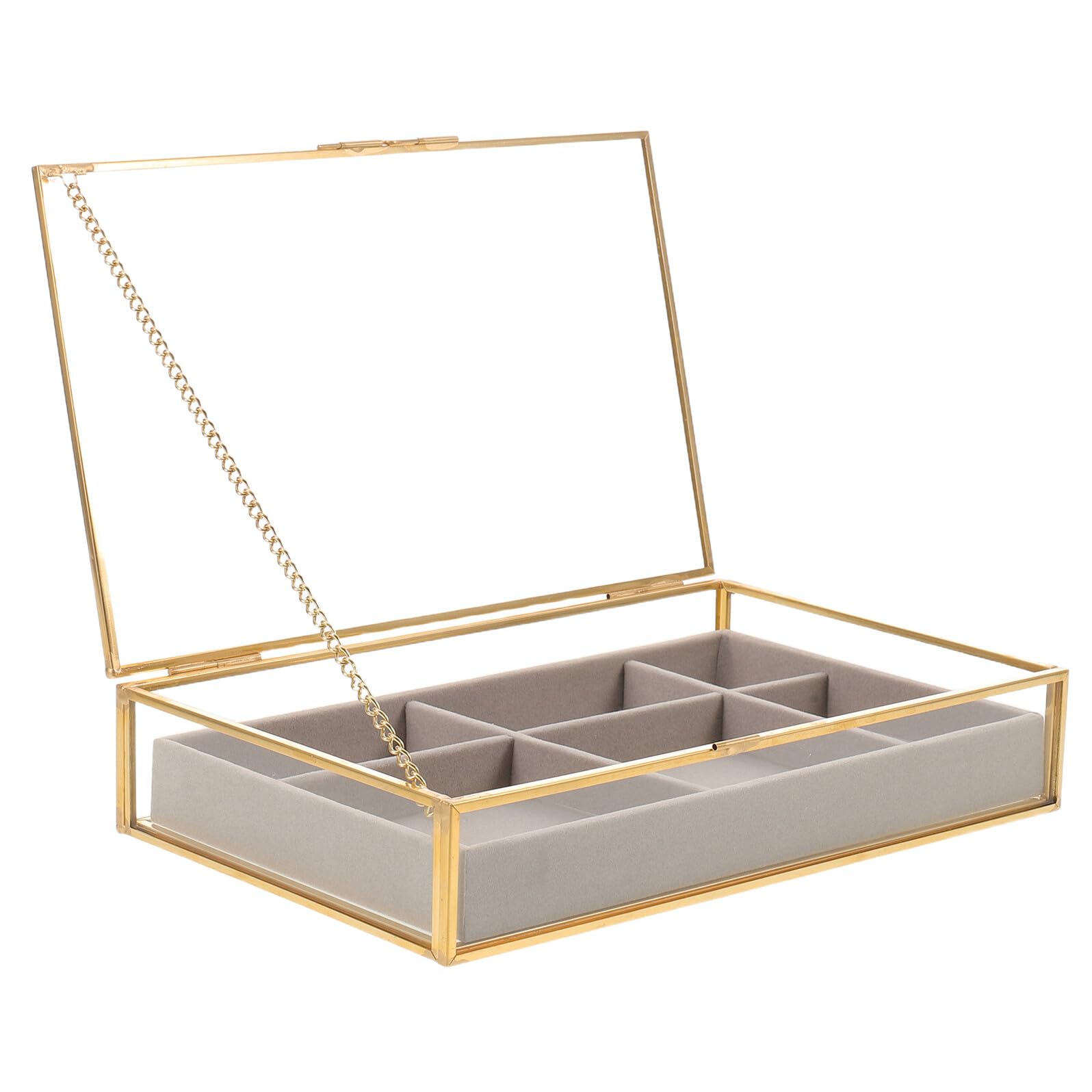 Boîte à Bijoux en Verre Transparente, Organisateur de Rangement 6 Compartiments