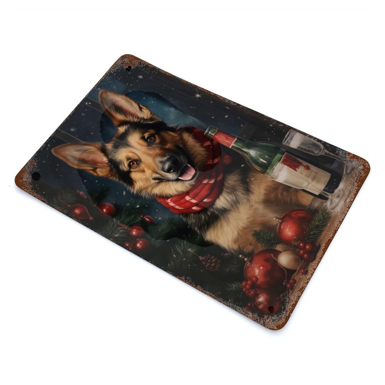 Distressed Metal Wall Sign German Shepherd Love Art 11.8"x7.9", Decorative Metal Wall Art for Farmhouse, Kitchen And Entryway Decor