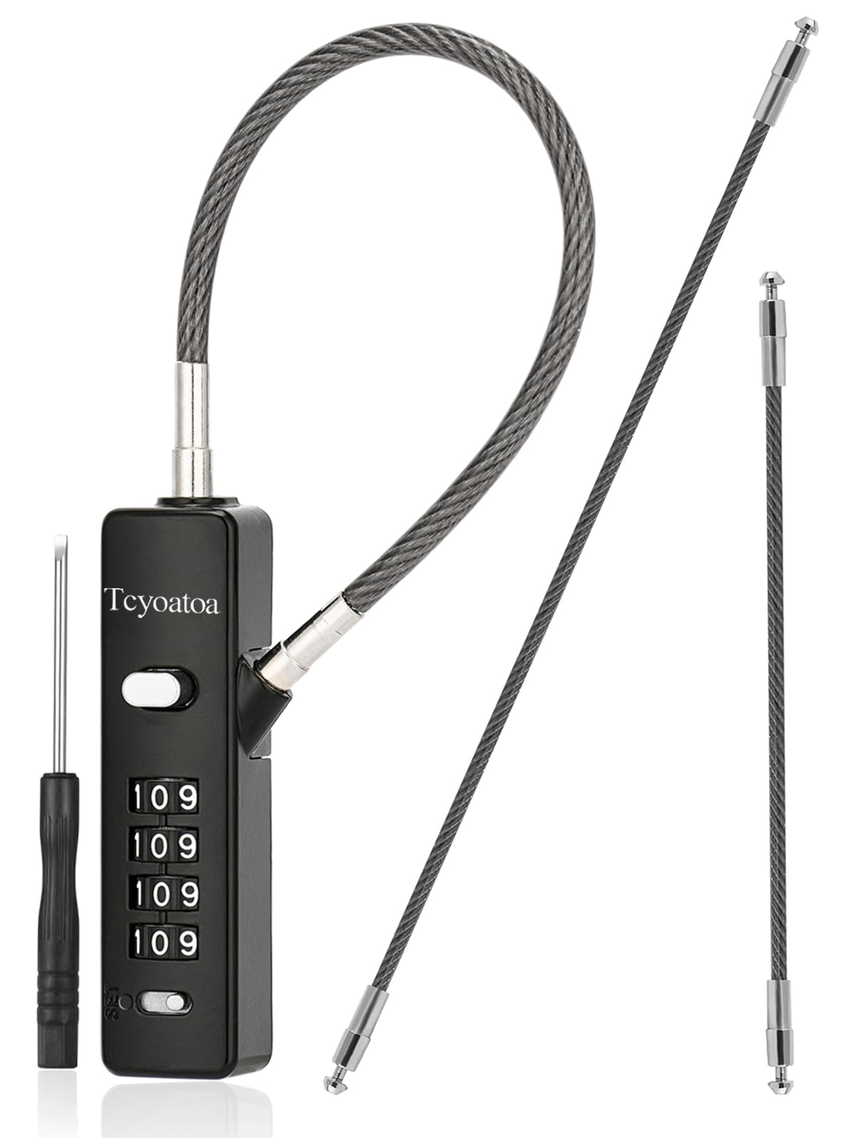 MeBantoo Cable Locks With Combination, Wire Rope 4-Digit Combination ...