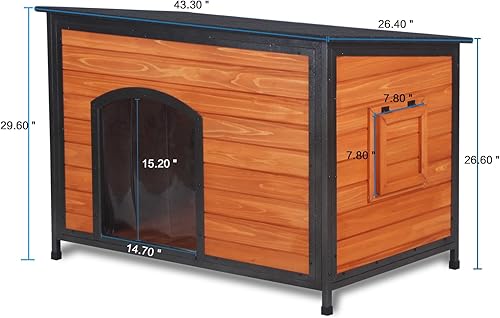 Miniatura 8 de Casa aislada para perros al aire libre, resistente a la intemperie, 43.3 pulgadas de largo, perrera grande de 6 lados, espuma de invierno para