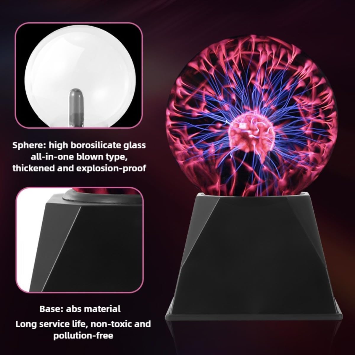 Luz nocturna mágica de plasma estática activada por sonido, luz LED sensible al tacto, lámpara de plasma interactiva para decoración del hogar, luz de escritorio fría, bola de luz de iones