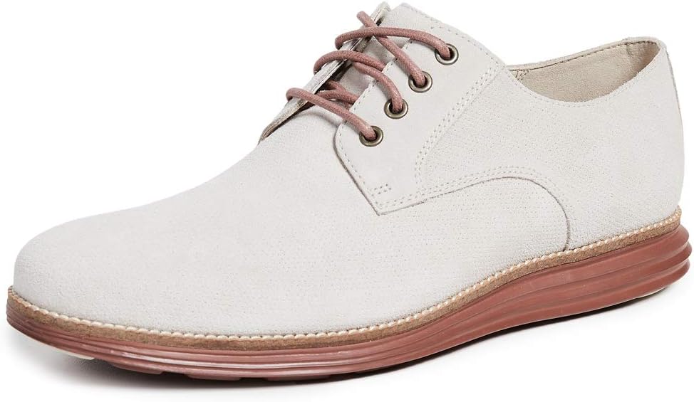 Cole Haan Men's OriginalGrand Plain Toe Sneaker 8 Pumice Stone Micro Perforated Suede/Burlwood